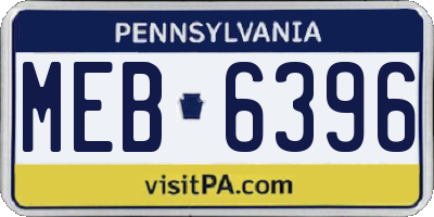 PA license plate MEB6396