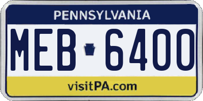 PA license plate MEB6400