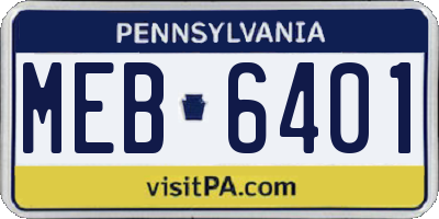 PA license plate MEB6401