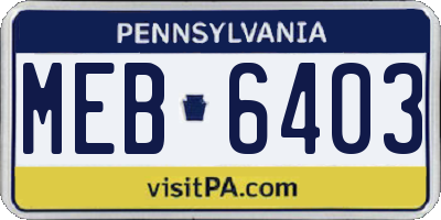 PA license plate MEB6403