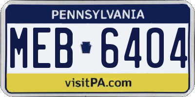 PA license plate MEB6404