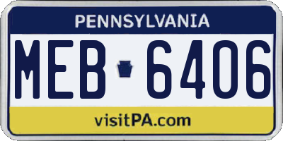 PA license plate MEB6406