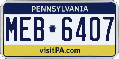 PA license plate MEB6407