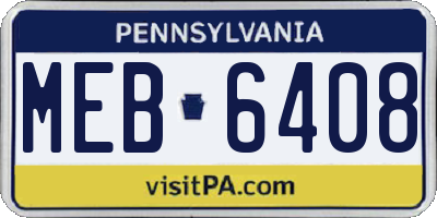 PA license plate MEB6408