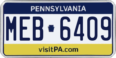 PA license plate MEB6409