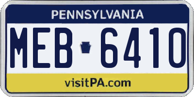 PA license plate MEB6410