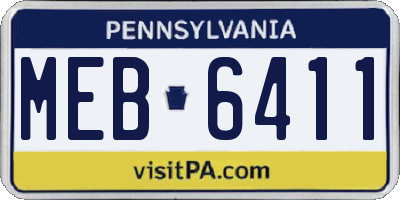PA license plate MEB6411