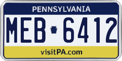 PA license plate MEB6412