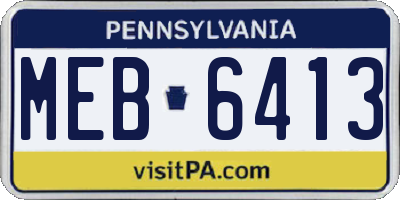 PA license plate MEB6413