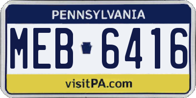 PA license plate MEB6416