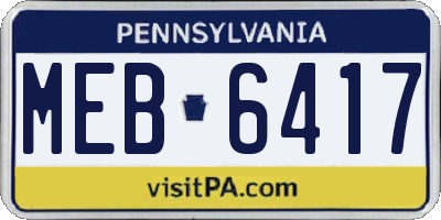 PA license plate MEB6417