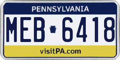 PA license plate MEB6418