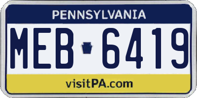 PA license plate MEB6419