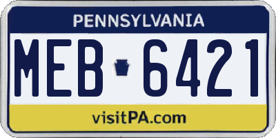 PA license plate MEB6421