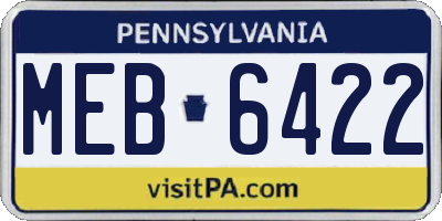 PA license plate MEB6422