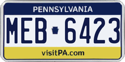 PA license plate MEB6423