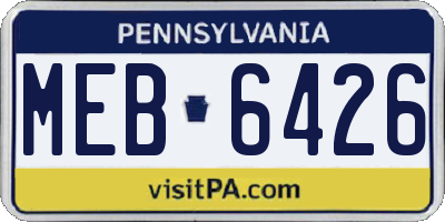 PA license plate MEB6426