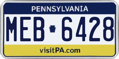 PA license plate MEB6428