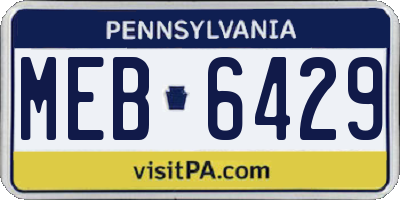 PA license plate MEB6429