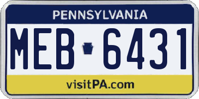 PA license plate MEB6431