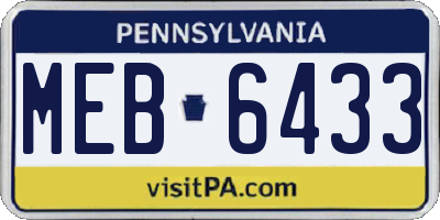 PA license plate MEB6433