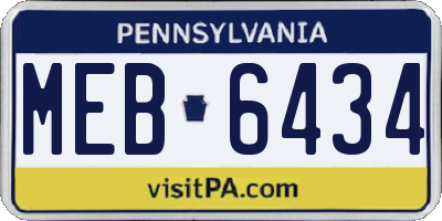 PA license plate MEB6434