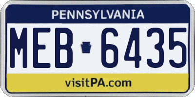 PA license plate MEB6435