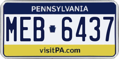 PA license plate MEB6437