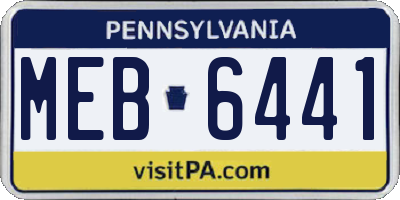 PA license plate MEB6441