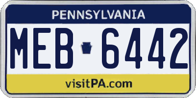 PA license plate MEB6442