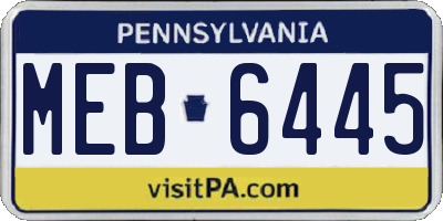 PA license plate MEB6445