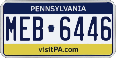 PA license plate MEB6446