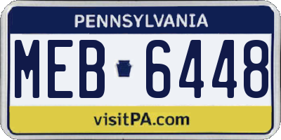 PA license plate MEB6448
