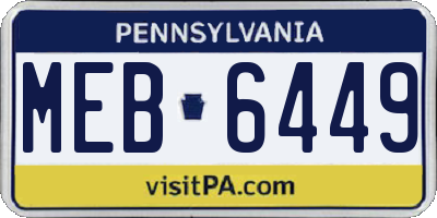 PA license plate MEB6449