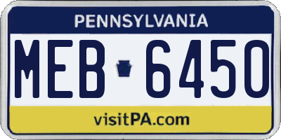 PA license plate MEB6450