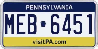 PA license plate MEB6451