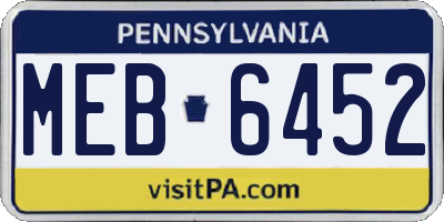 PA license plate MEB6452