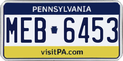 PA license plate MEB6453