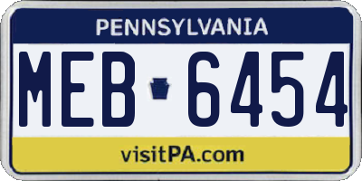 PA license plate MEB6454