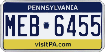 PA license plate MEB6455