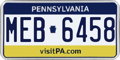 PA license plate MEB6458