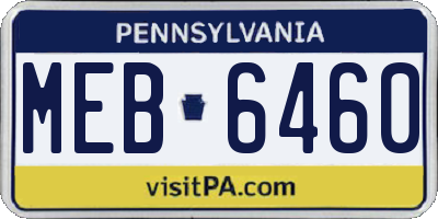 PA license plate MEB6460
