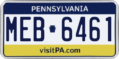 PA license plate MEB6461