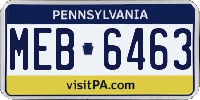 PA license plate MEB6463