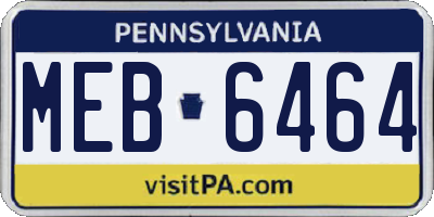 PA license plate MEB6464