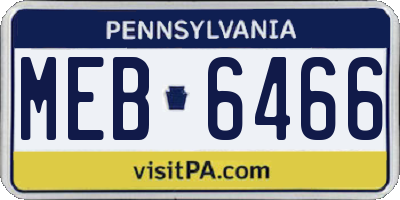 PA license plate MEB6466