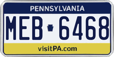 PA license plate MEB6468