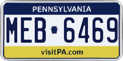 PA license plate MEB6469