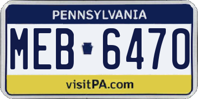 PA license plate MEB6470