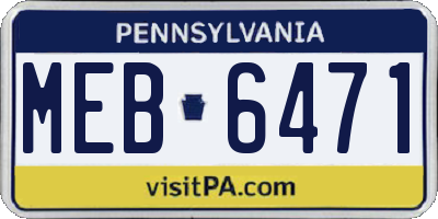 PA license plate MEB6471